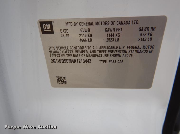 image for item DE8458 2010 Chevrolet Impala Police