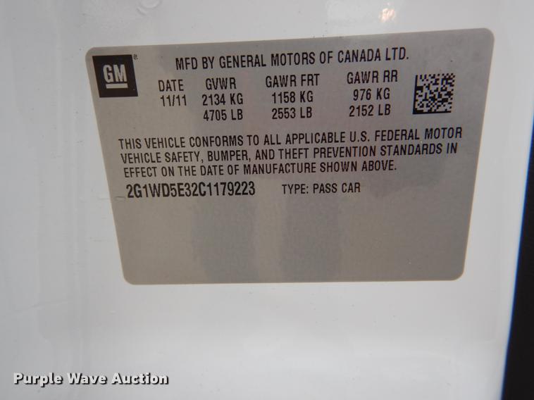 image for item DE8459 2012 Chevrolet Impala Police