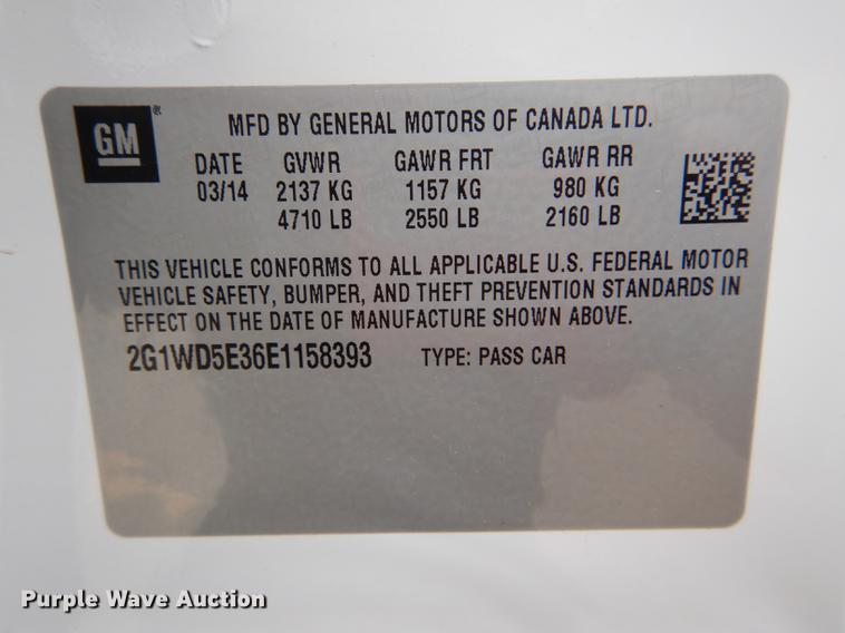 image for item DE8460 2014 Chevrolet Impala Police