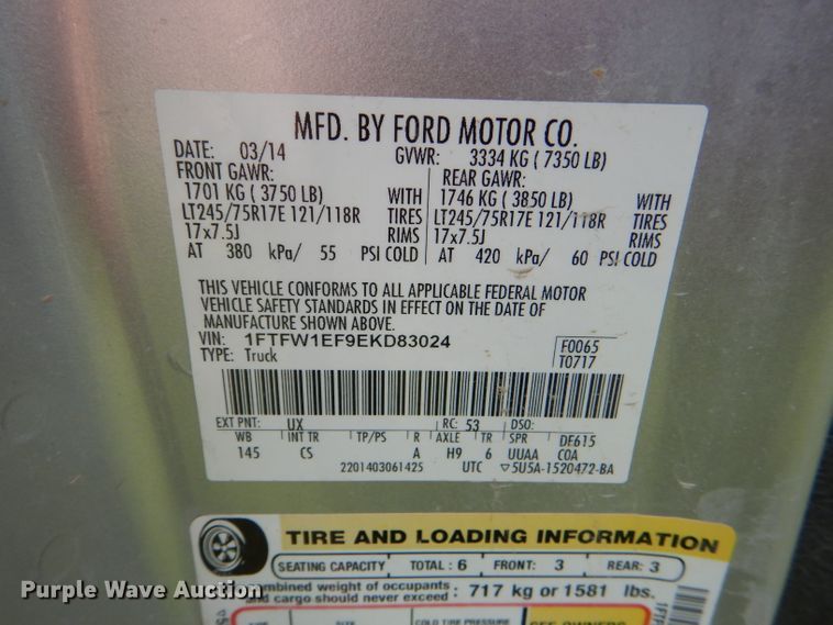 image for item DG4794 2014 Ford F150 XL SuperCrew pickup truck