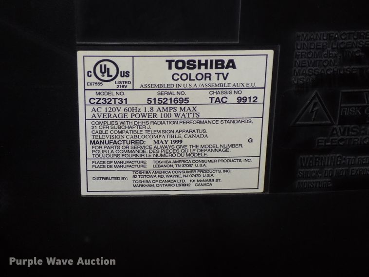 image for item DZ9718 Toshiba CZ32T31 television