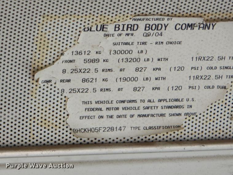 image for item ED9329 2005 Blue Bird All American school bus