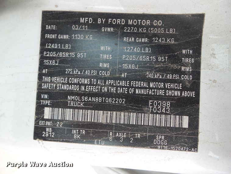 image for item EM9200 2011 Ford Transit Connect XL van