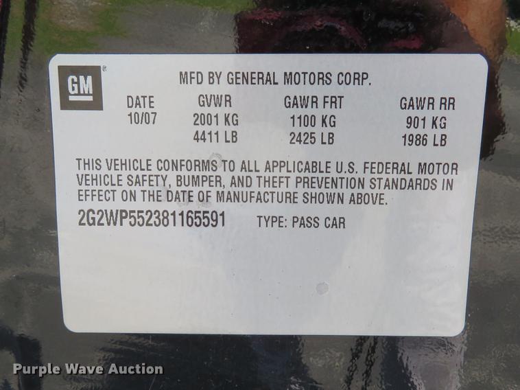 image for item EV9653 2008 Pontiac Grand Prix