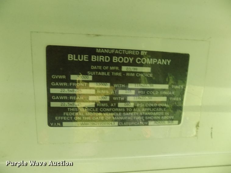 image for item FI9782 1999 Blue Bird TC2000 school bus
