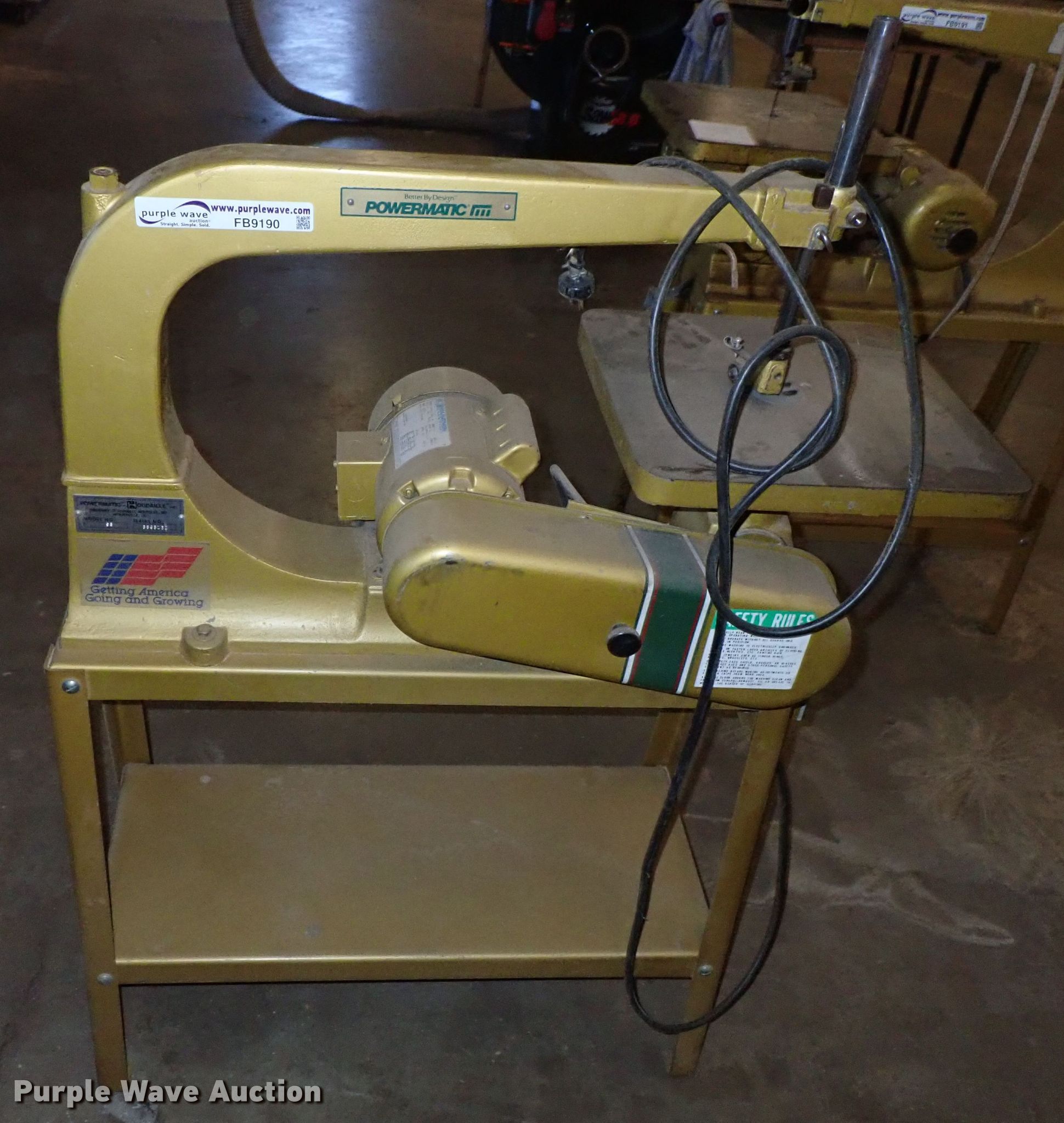 Powermatic 95 scroll saw in Andale, KS Item FB9190 sold Purple Wave