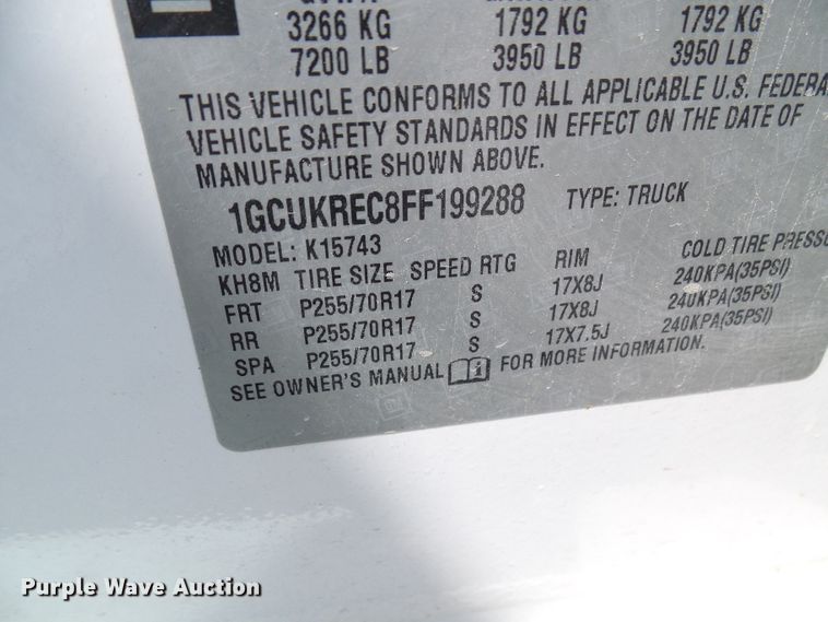 image for item DB2209 2015 Chevrolet Silverado 1500 Crew Cab pickup truck