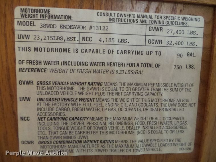 image for item DC5107 2000 Freightliner 38WDD Endeavor Holiday Rambler RV