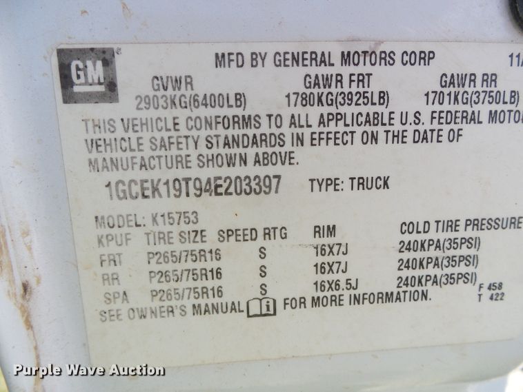 image for item DC5131 2004 Chevrolet Silverado 1500 Ext. Cab pickup truck