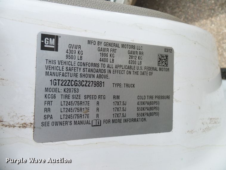 image for item DD6036 2012 GMC Sierra 2500HD Ext. Cab pickup truck