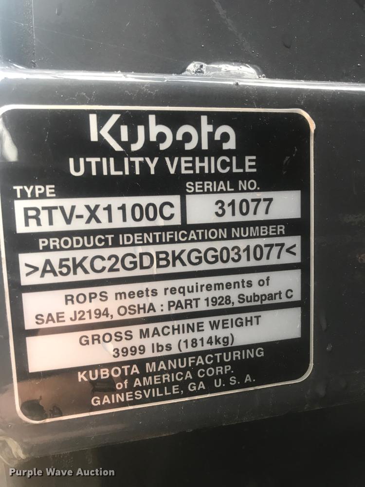 image for item DD7106 2016 Kubota RTV-1100C utility vehicle