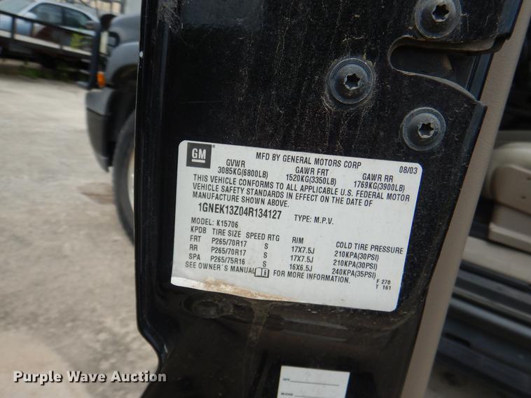 image for item DE3970 2004 Chevrolet Tahoe SUV