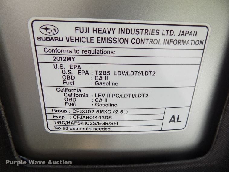 image for item DE7727 2012 Subaru Legacy