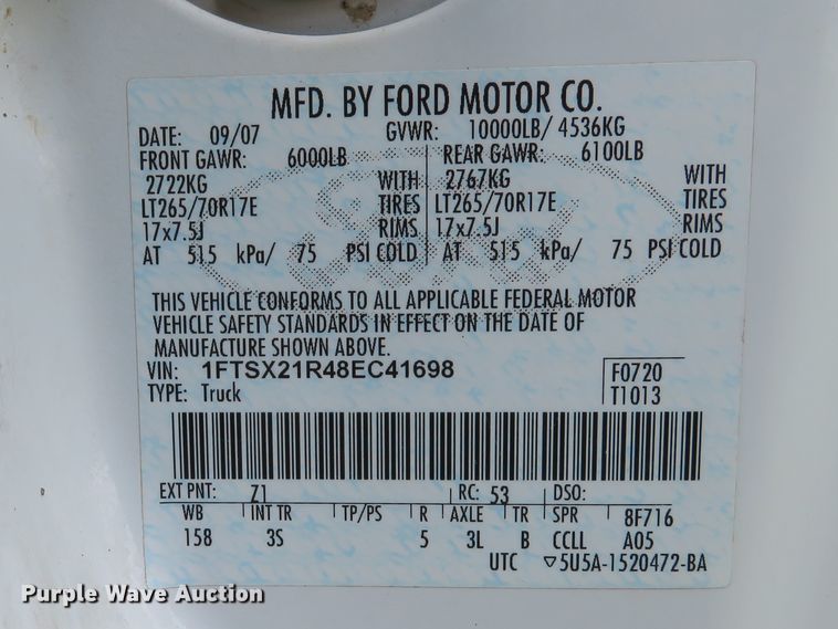 image for item DE8145 2008 Ford F250 Super Duty XLT SuperCab pickup truck