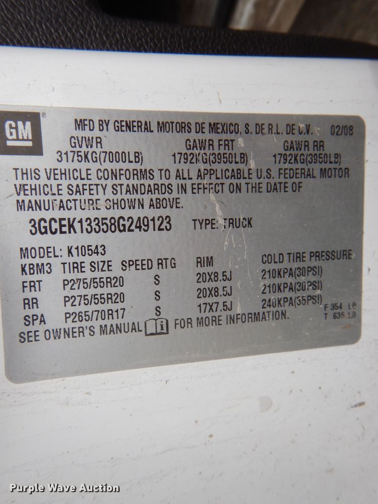 image for item DE8463 2008 Chevrolet Silverado 1500 Crew Cab pickup truck