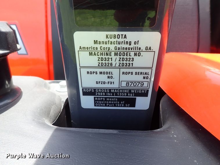 image for item DF1238 2015 Kubota ZD326HL ZTR lawn mower