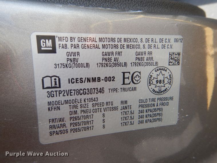 image for item DG1144 2012 GMC Sierra 1500 Crew Cab pickup truck