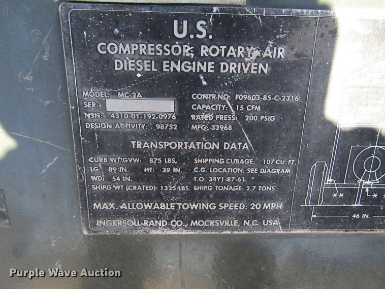 image for item DG1253 (2) Ingersoll Rand MC2A air compressors