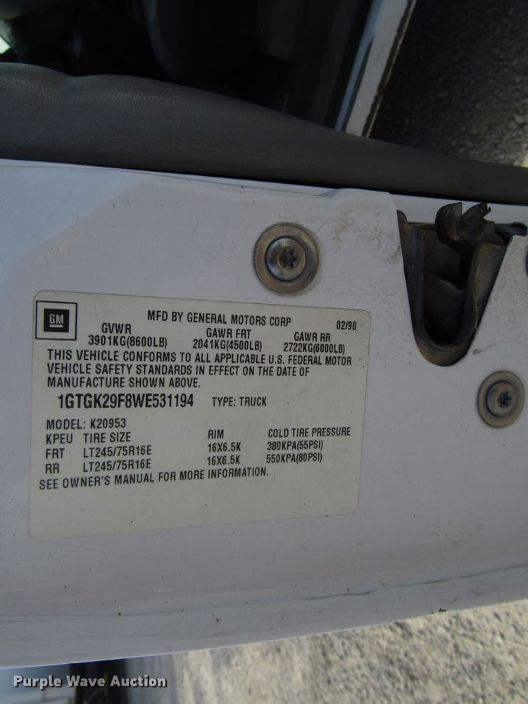 image for item DG1283 1998 GMC Sierra 2500 Ext. Cab pickup truck