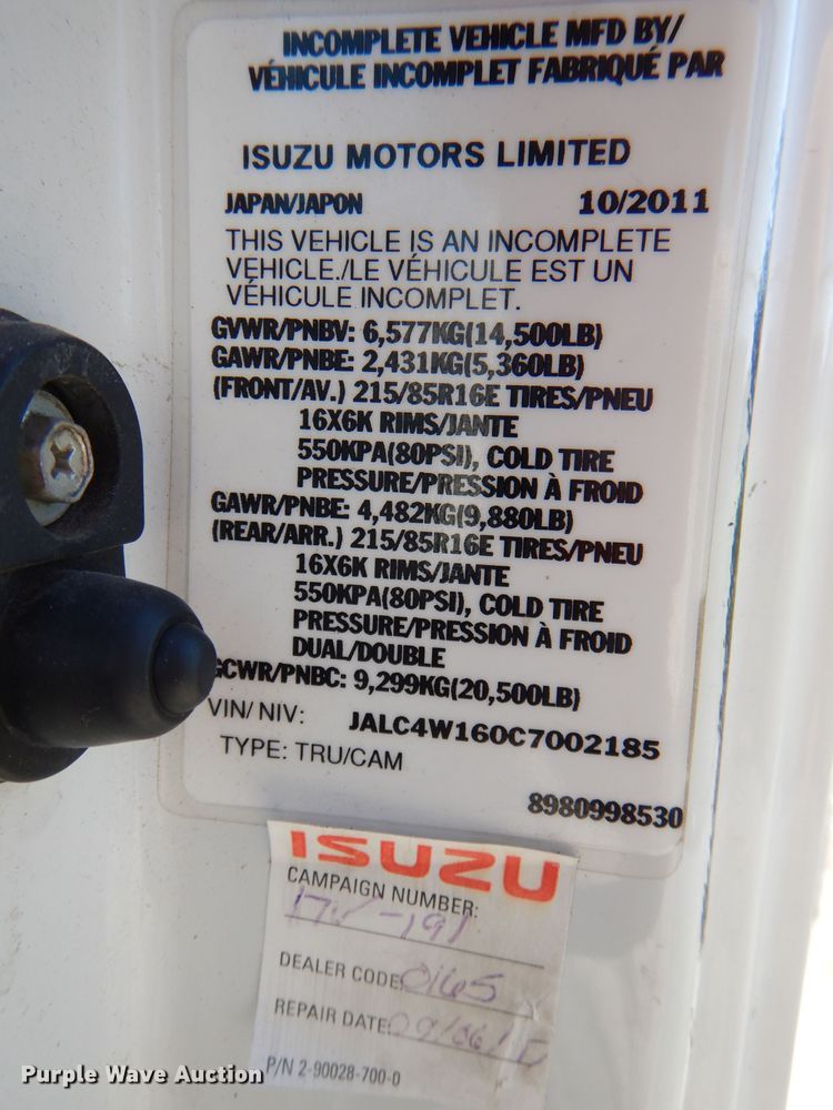 image for item DG4778 2012 Isuzu NPR box truck