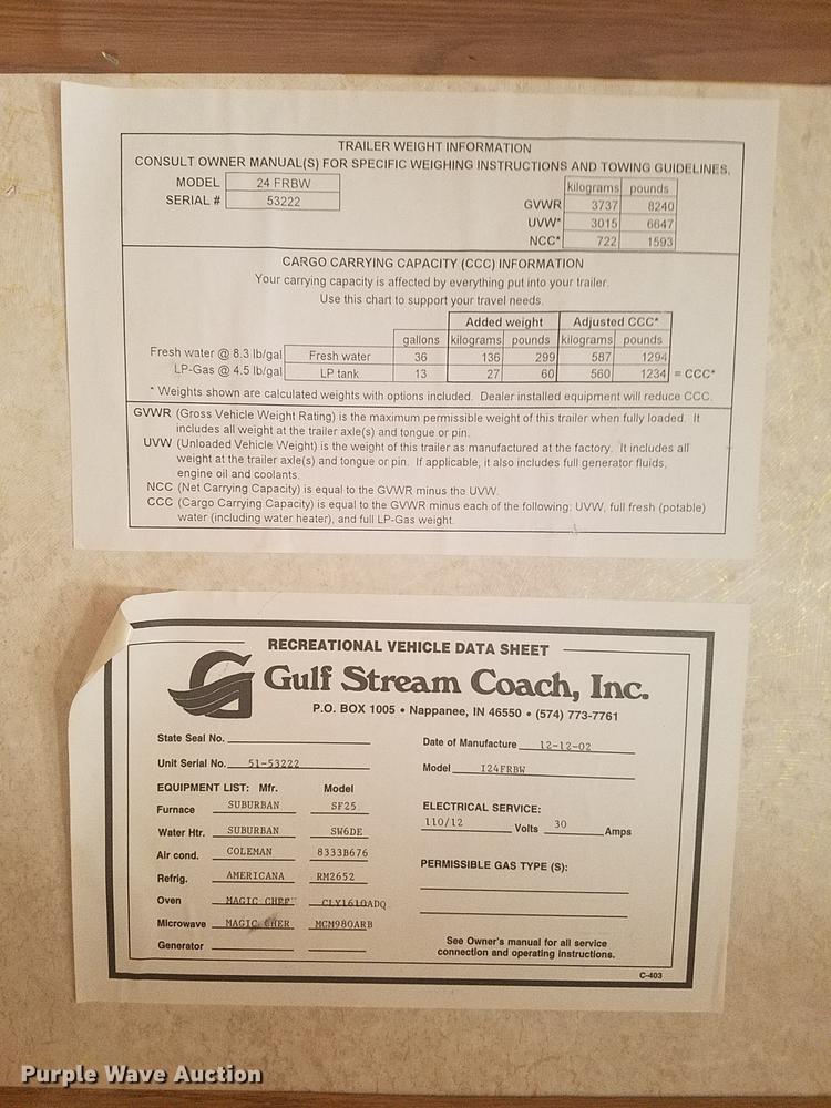 image for item DX9188 2003 Gulfstream Innsbruck camper