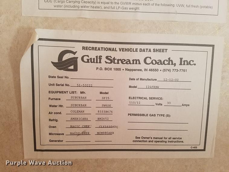 image for item DX9188 2003 Gulfstream Innsbruck camper