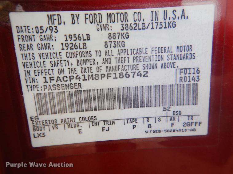 image for item ED9337 1993 Ford Mustang