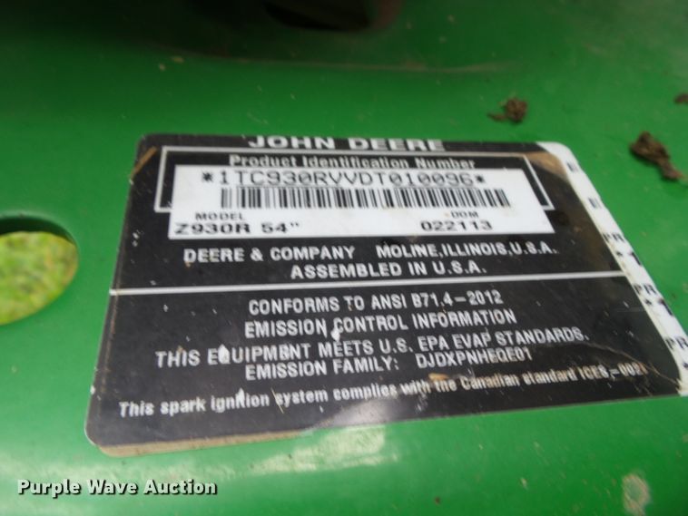 image for item EM9766 2014 John Deere Z930R lawn mower