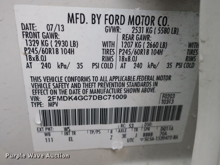 image for item EO9492 2013 Ford Edge SUV