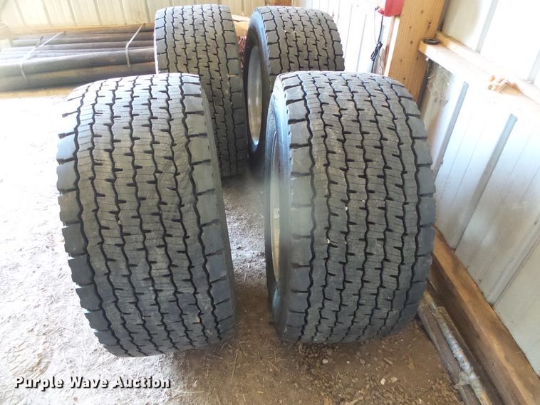 image for item EQ9106 (4) Michelin X One XDN2 445/50R22.5 super single tires and wheels