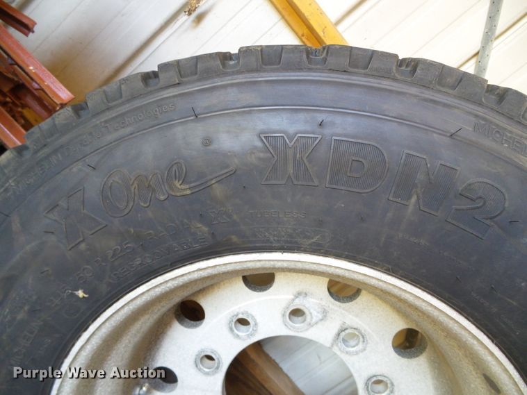 image for item EQ9106 (4) Michelin X One XDN2 445/50R22.5 super single tires and wheels