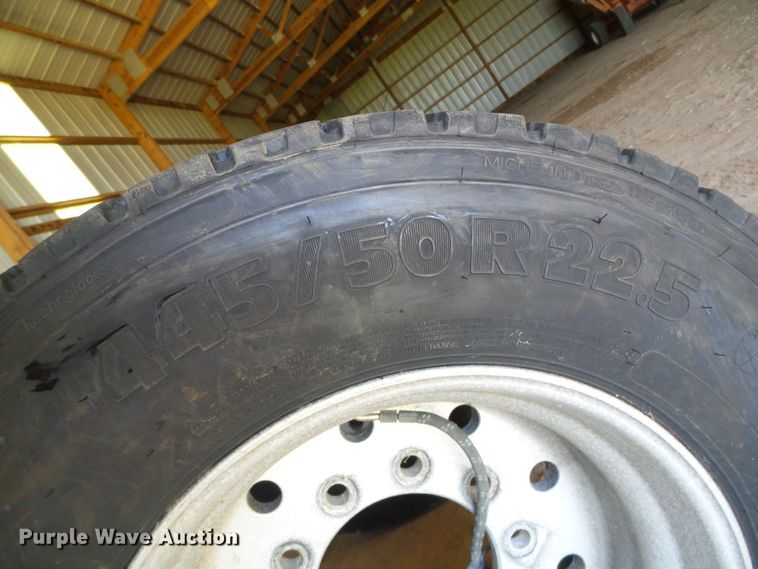 image for item EQ9106 (4) Michelin X One XDN2 445/50R22.5 super single tires and wheels