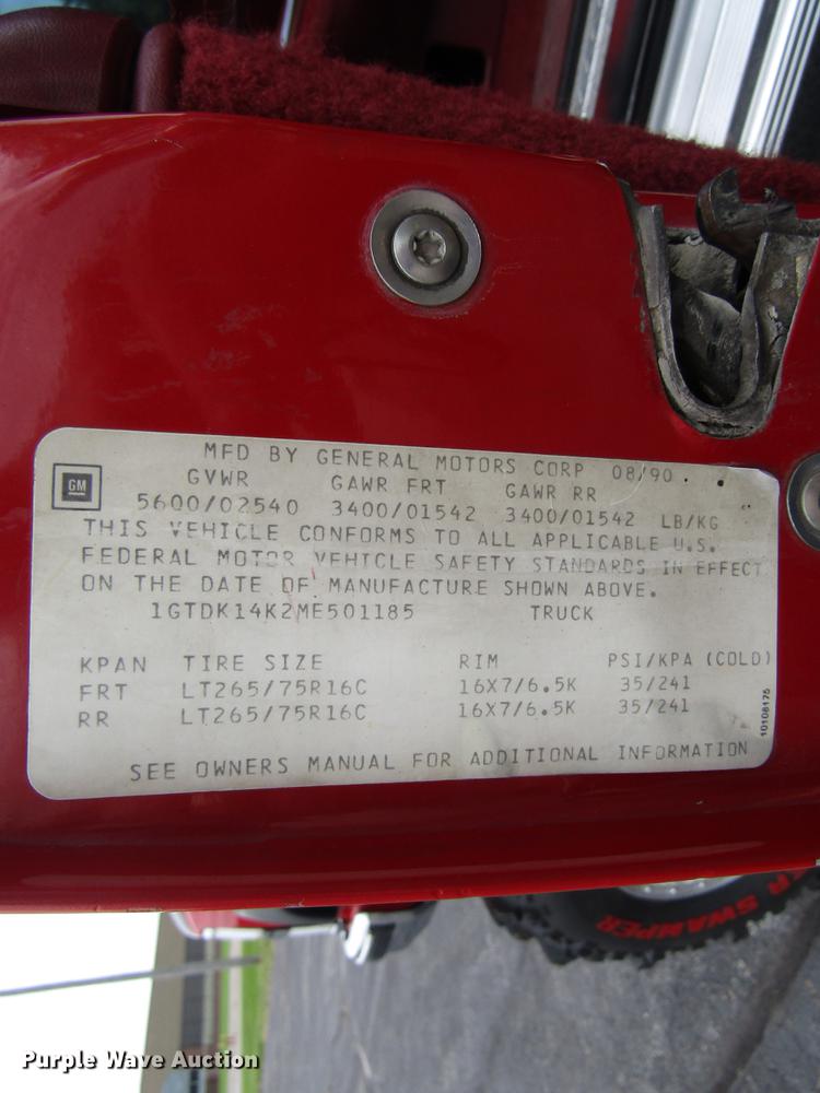 image for item EU9705 1991 GMC Sierra 1500 pickup truck