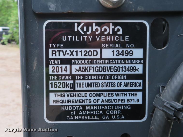 image for item EV9643 2014 Kubota RTV-X1120D utility vehicle