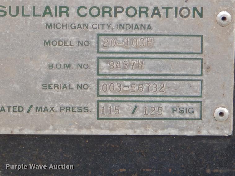 image for item FH9386 Sullair 20-100H air compressor