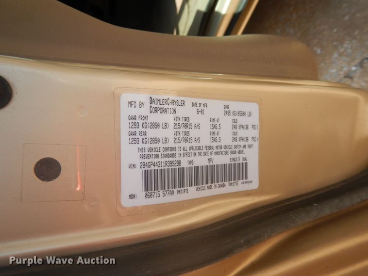 image for item FI9887 2001 Dodge Grand Caravan van