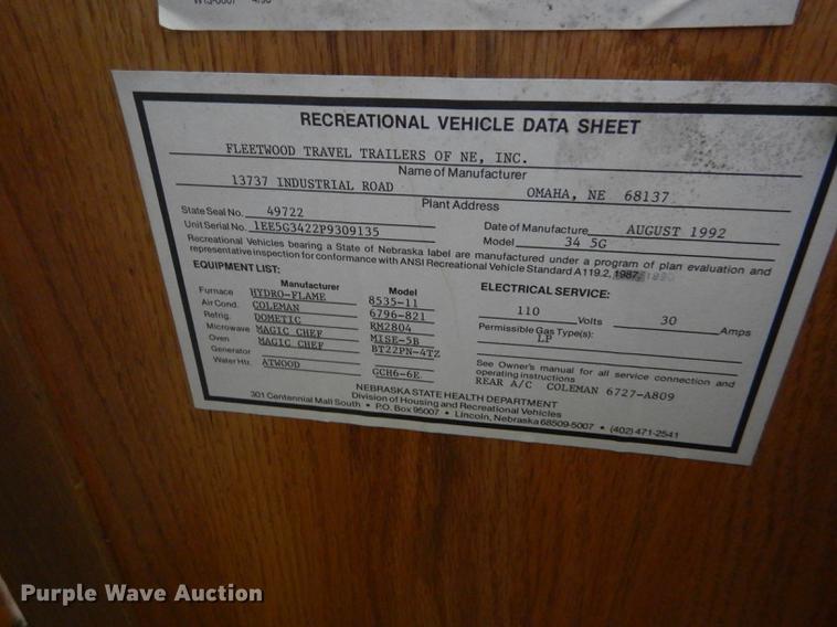 image for item FT9608 1993 Fleetwood Avion 345G camper