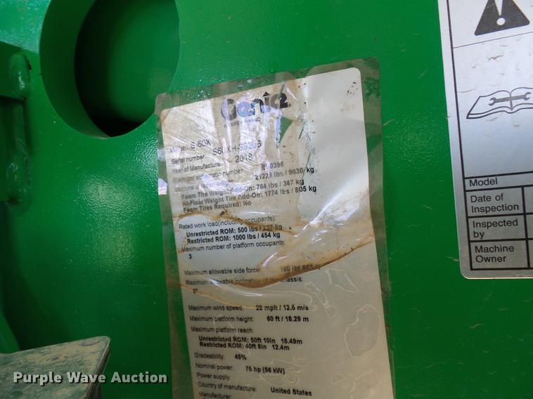 image for item DB2200 2018 Genie S-60X boom lift