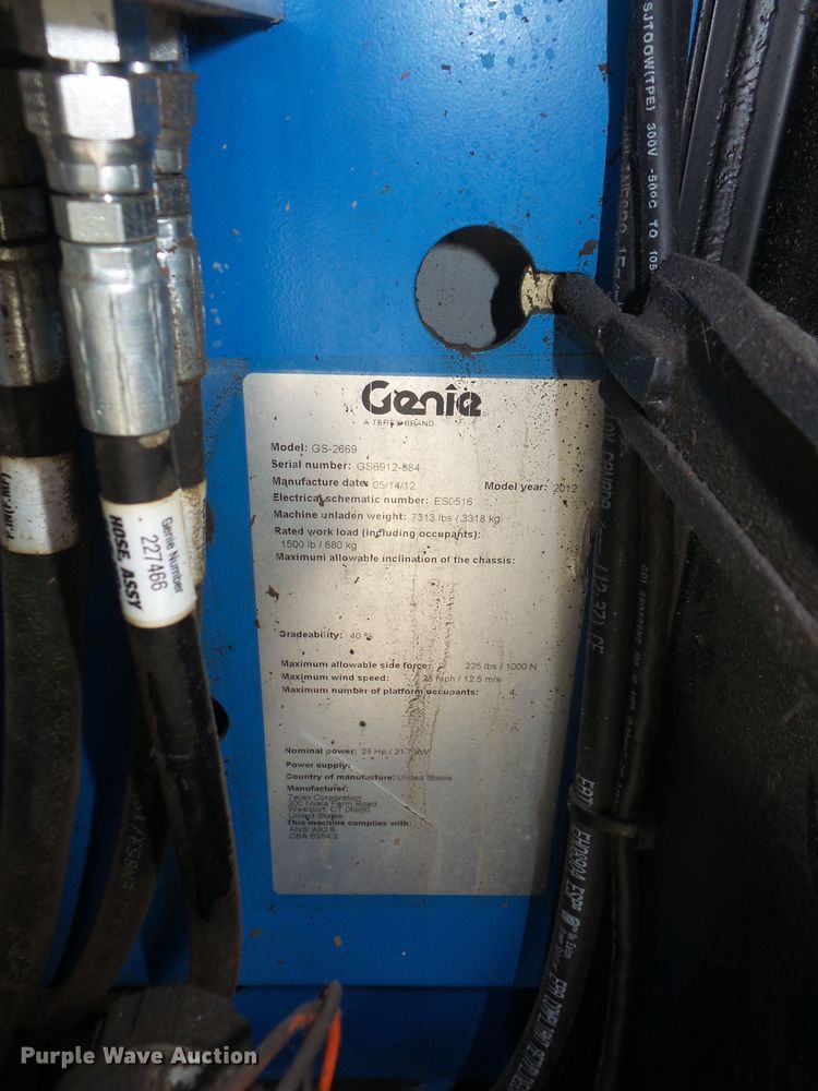 image for item DD6293 2012 Genie GS2669 scissor lift