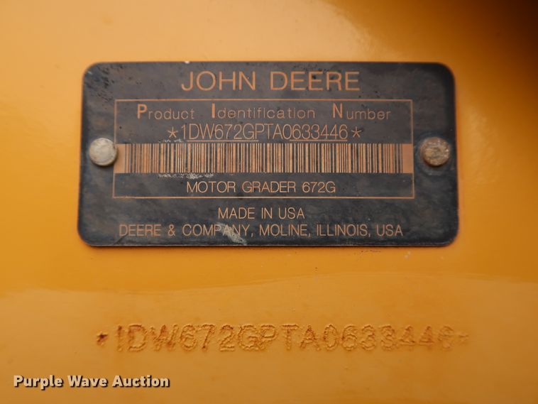 image for item DG3494 2011 John Deere 672GP motor grader