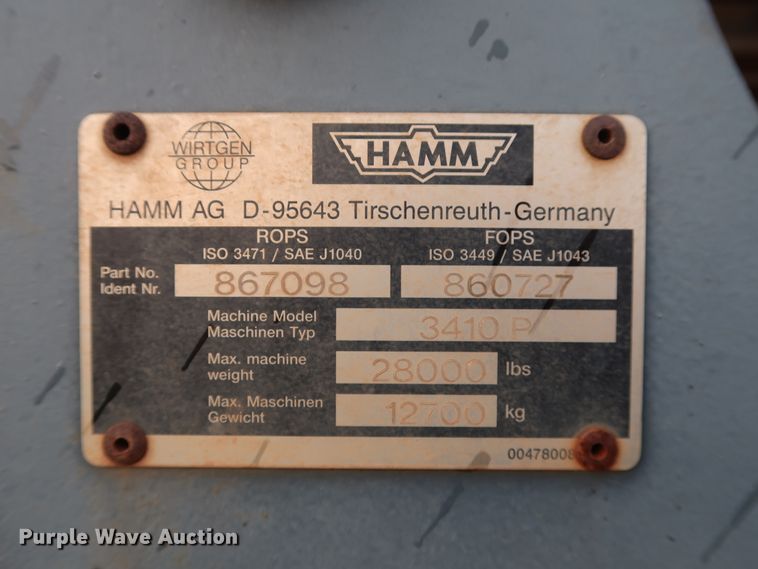 image for item DG3497 2008 Hamm 3410P single drum vibratory roller