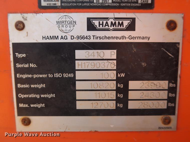 image for item DG3497 2008 Hamm 3410P single drum vibratory roller