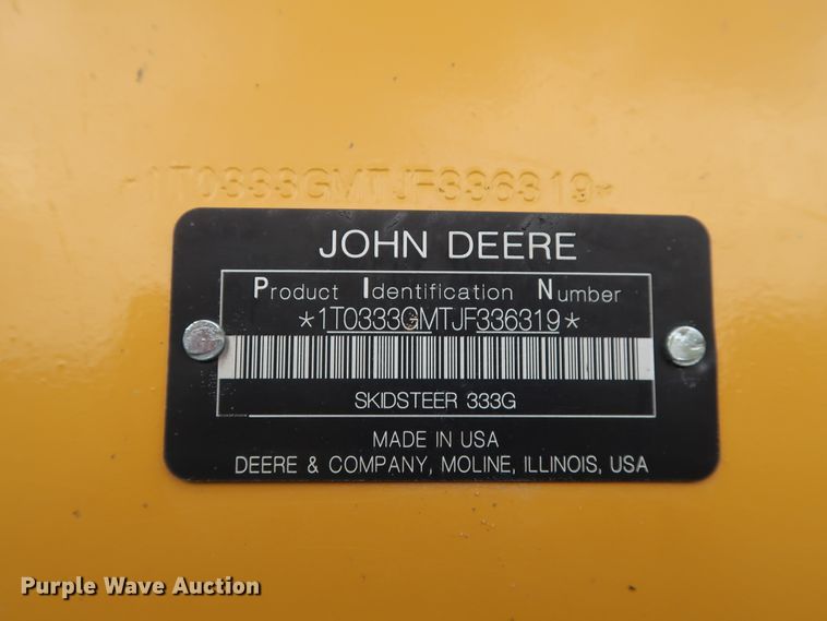 image for item DG4027 2018 John Deere 333G skid steer