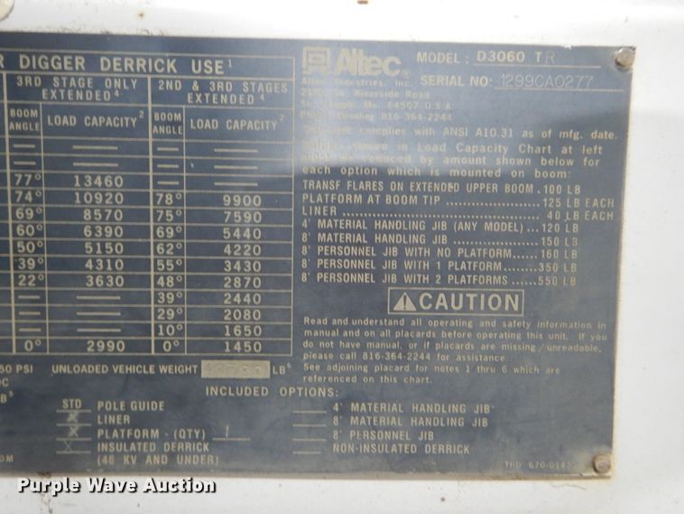 image for item DG4770 2000 Sterling LT7500 digger derrick truck