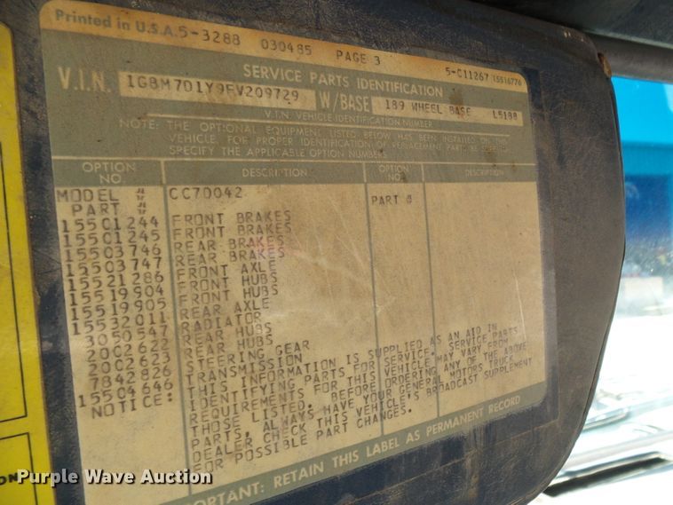 image for item DI0500 1985 Chevrolet C60 flatbed truck