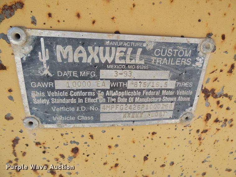image for item DI0507 1994 Maxwell equipment trailer