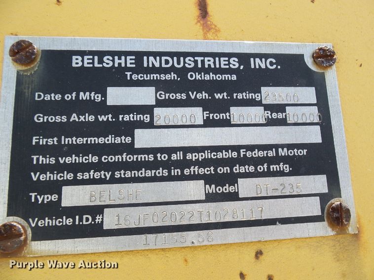 image for item DI0509 1996 Belshe DT235 equipment trailer