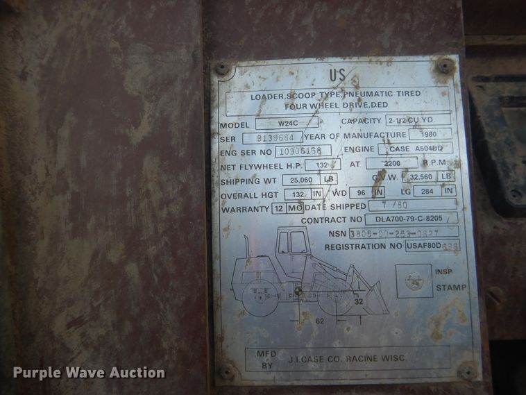 image for item ED9343 1980 Case W24C wheel loader