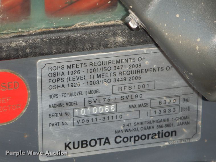 image for item ED9345 2013 Kubota SVL75 skid steer