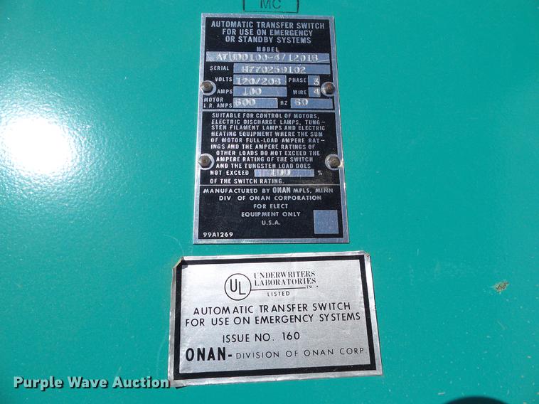 image for item EM9754 Onan automatic transfer switch